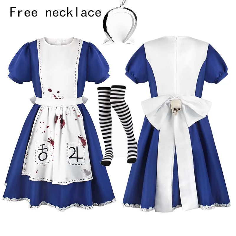 Alice Cosplay Costume Women's Dress with Accessories – Halloween