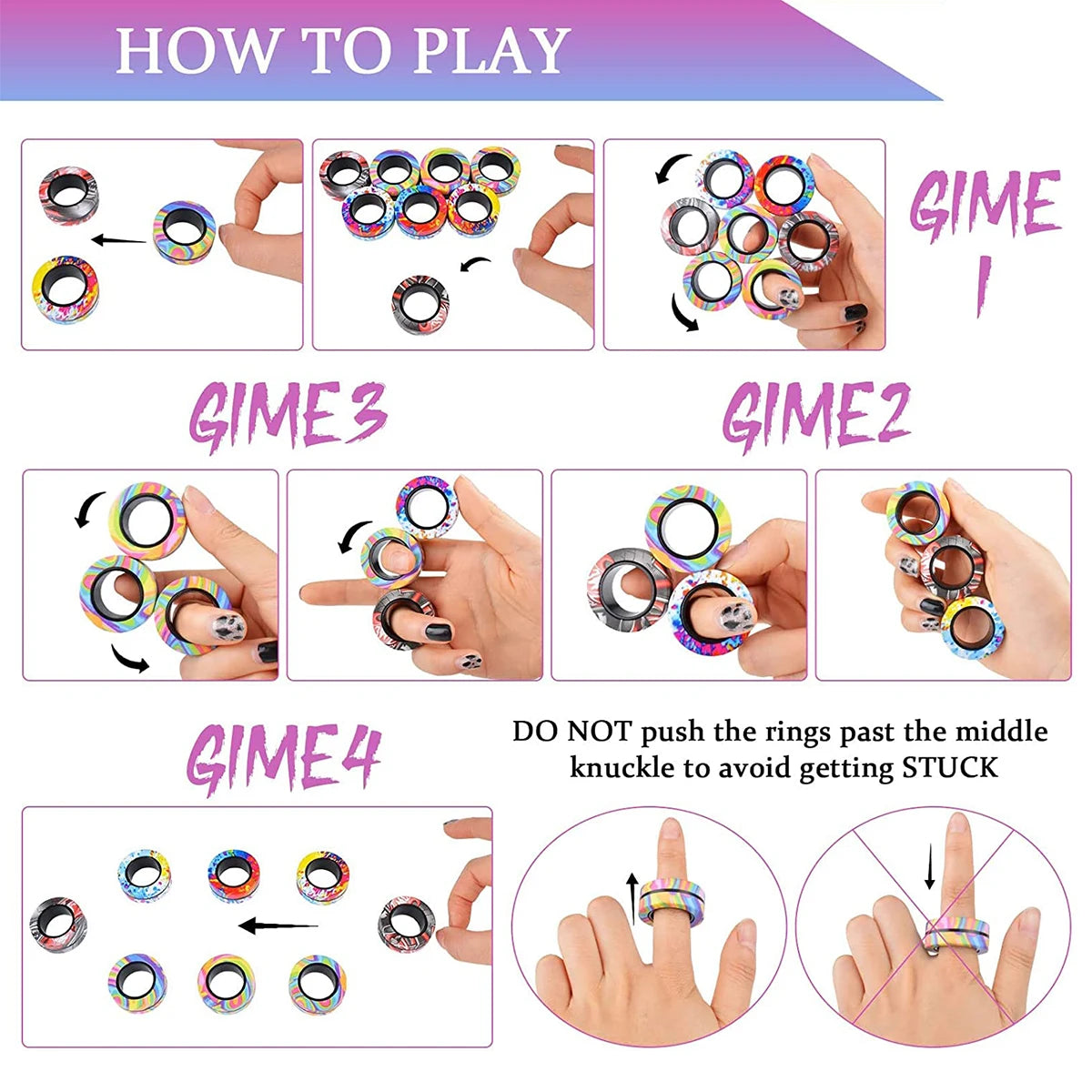 Magnetic Fidget Rings – 3-Piece Spinner Set for Stress Relief