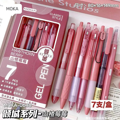 7pcs Gel Pens 0.5mm Black Retractable Pens for School & Exams