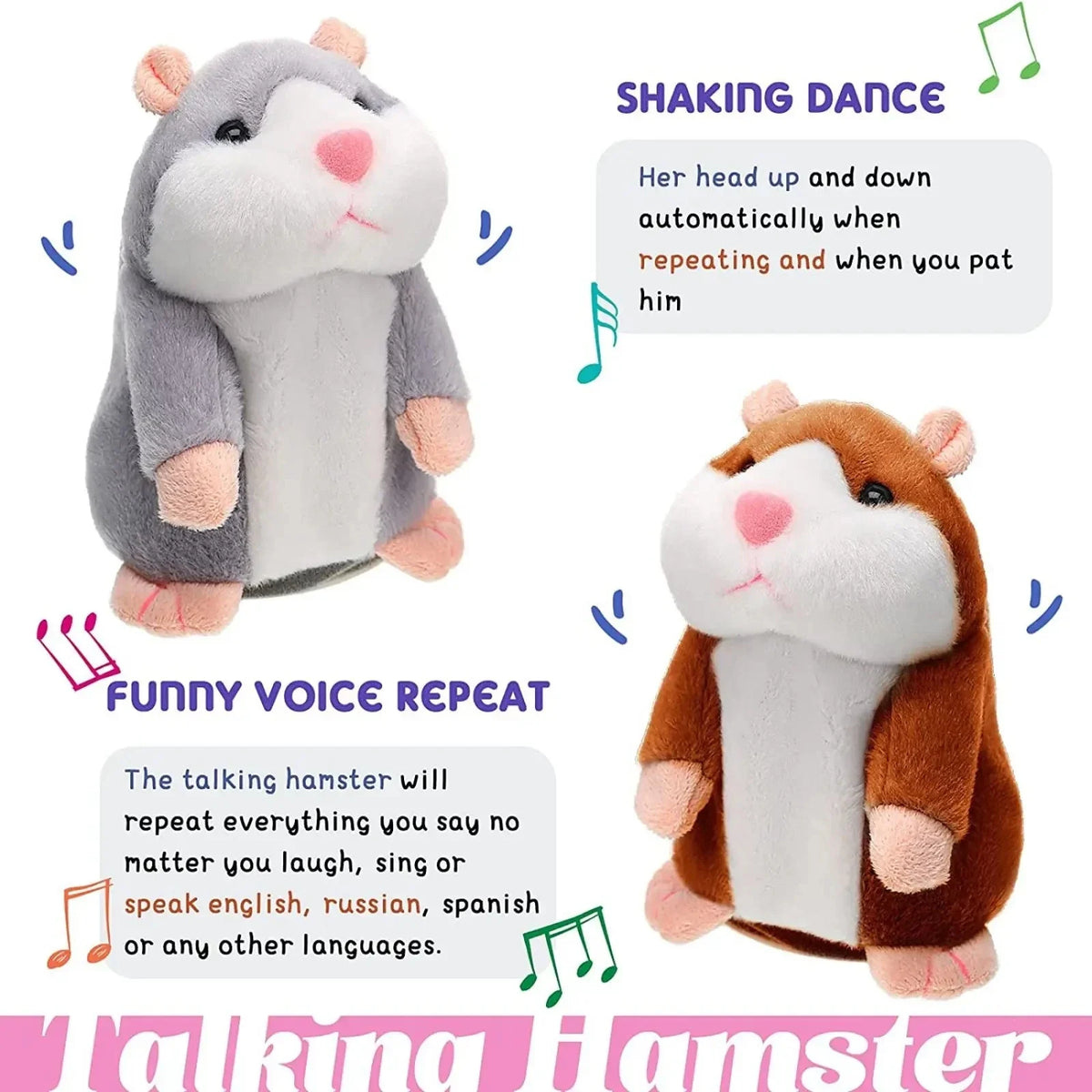 Talking Hamster Plush Toy – Interactive Sound Animal Doll