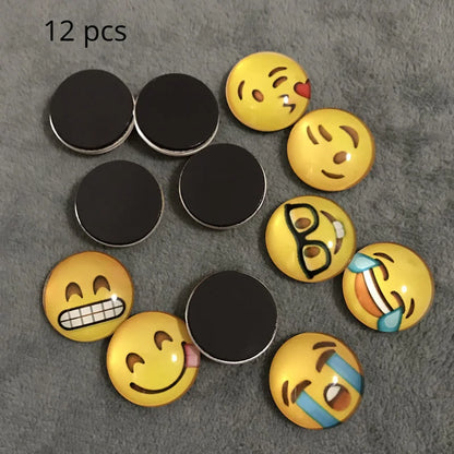 Smile Face Fridge Magnets – 12-Piece Round Decorative Set