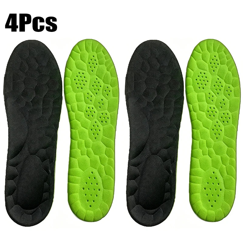 4D Sports Insoles Shoes PU Sole Soft Breathable Shock Absorption Cushion Heavy Duty Support Pain Relief Running Orthopedic Care