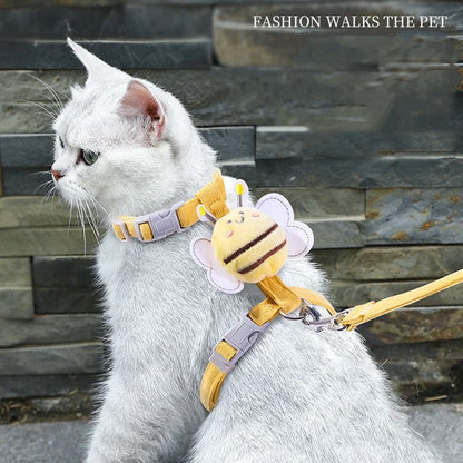 Cat Harness and Leash – Adjustable Bee-Themed Walking Set