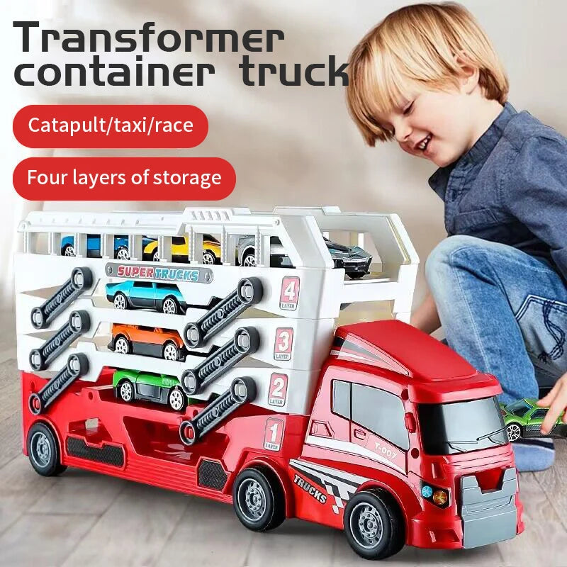 Pop-Up Container Truck Toy with 6 Alloy Wheels