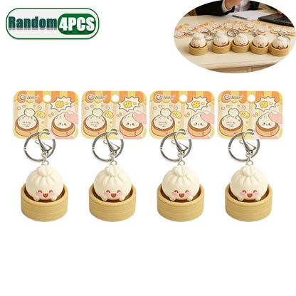 Steamed Bun Keychain Squeeze Fidget Toy Soft Food Shaped 1-8pcs