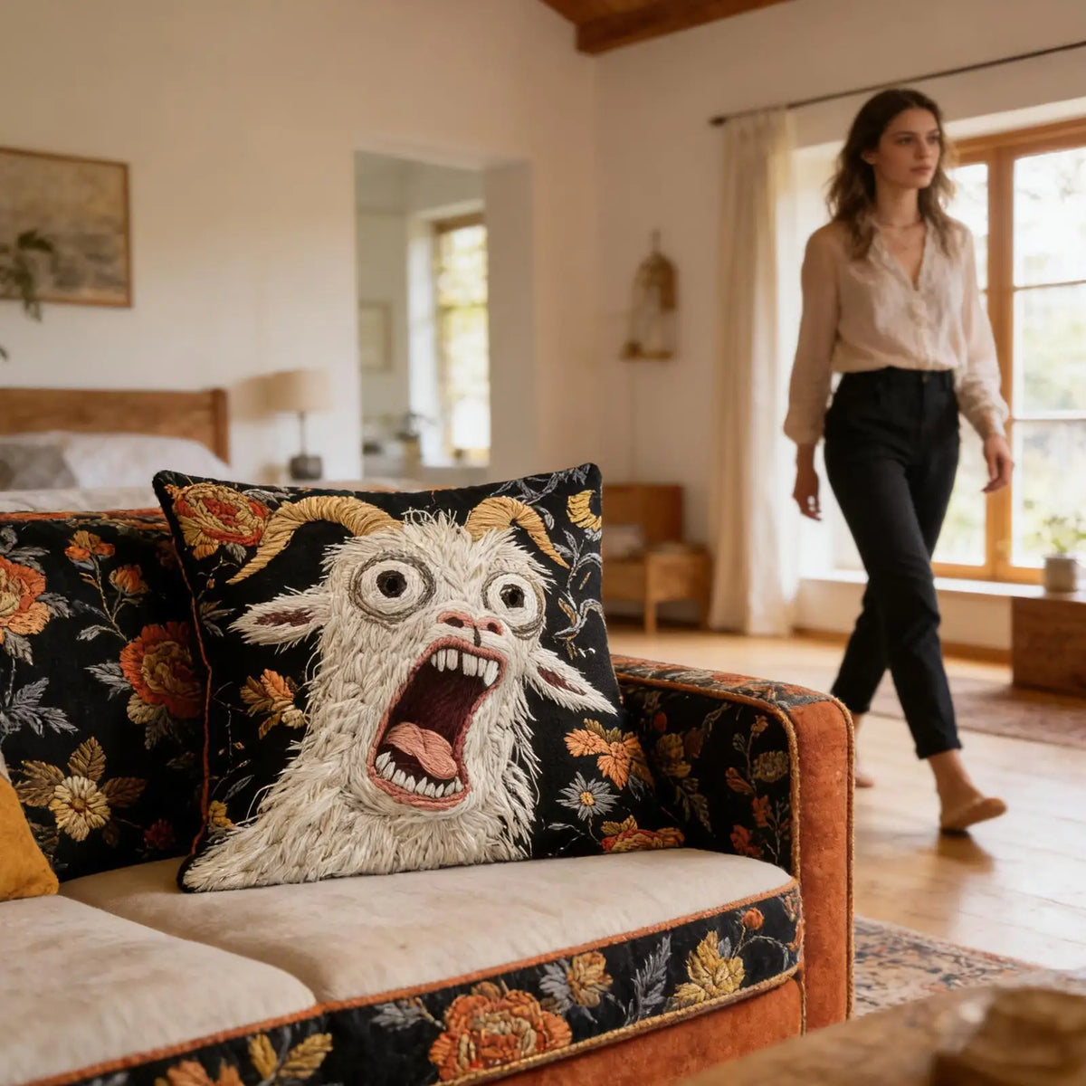 Goat Pillow Cover 45x45cm Funny Animal Decorative Throw Pillow Case