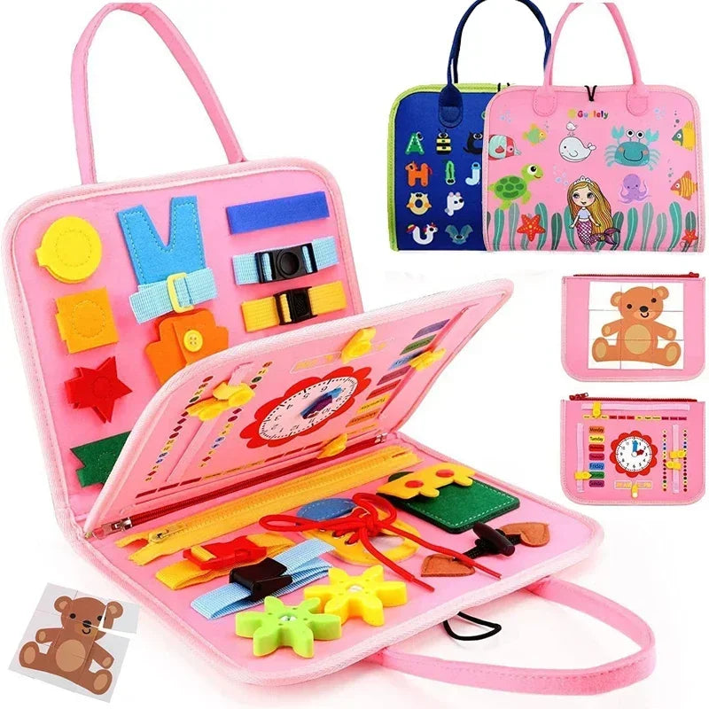Montessori Busy Board – Felt Quiet Book for Toddlers