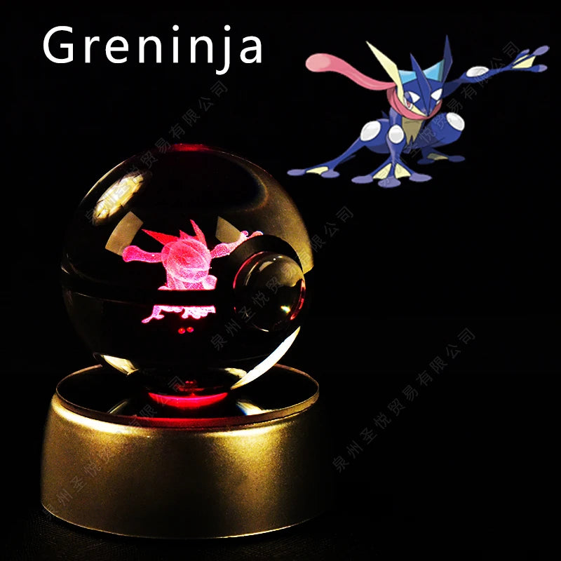 3D Crystal Ball Night Light – LED Glass Lamp with Colorful Base