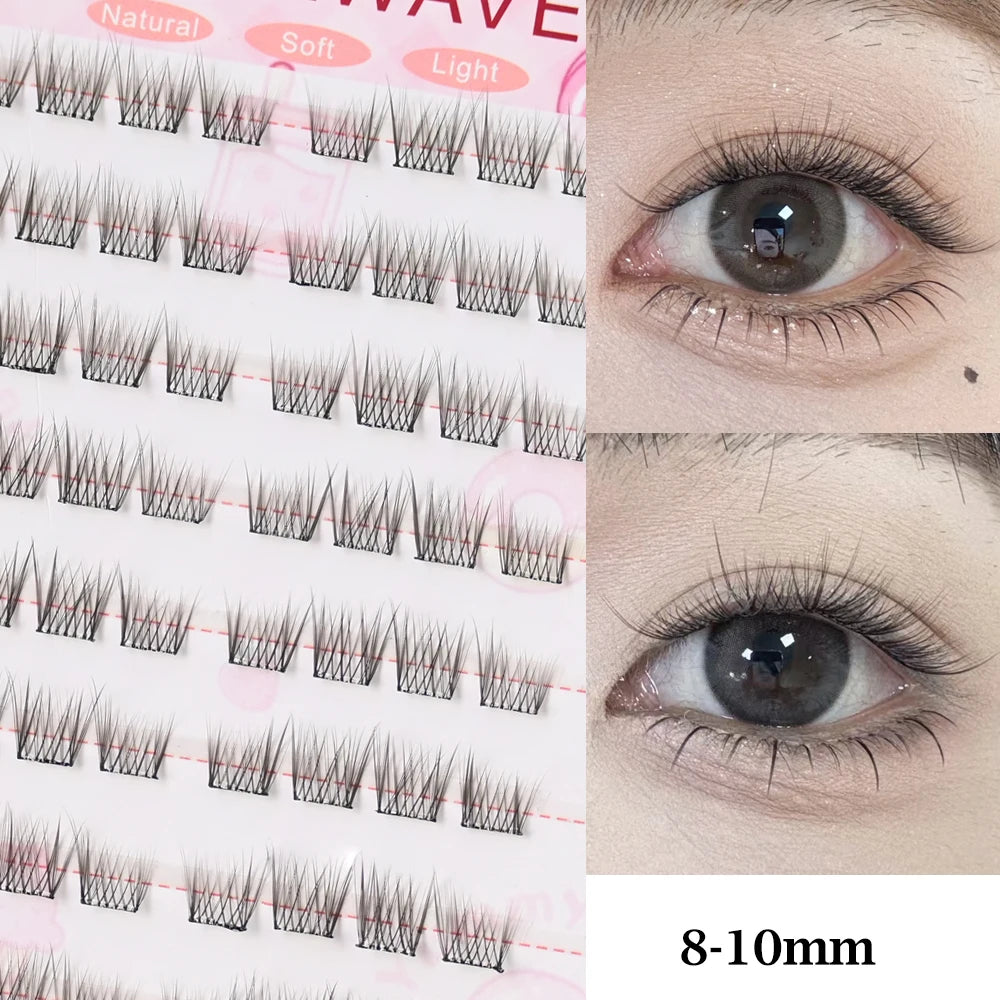 No Glue Needed Idol False Eyelashes Large Capacity 7-9mm Self Adhesive Eyelashes tweezers DIY Lash Extension Cluster Lashes