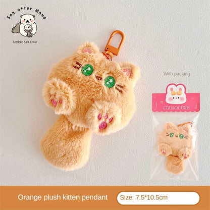 Plush Cat Bag Charm – Cute Cartoon Backpack Pendant