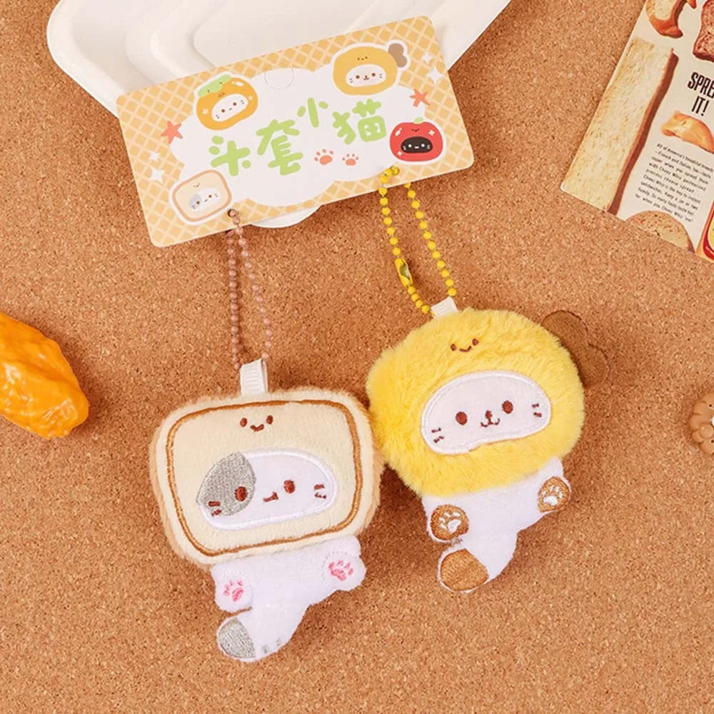 Plush Cat Keychain – Multicolor Couple Bag Charm