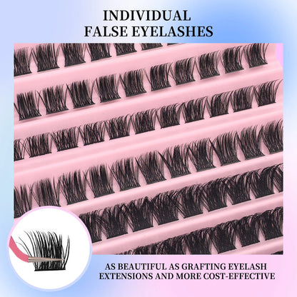120Pcs Natural Eyelash Cluster Set, D Curl 8–16mm Mixed Length, Soft Band & Lightweight, Reusable False Eyelashes Cat Eye Effect