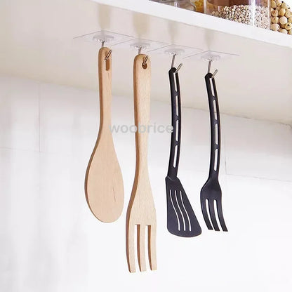 Transparent Strong Self-adhesive Wall Hook Coat Key Rack Holder Hanging Towel Holder Hooks Organizer Bathroom Accessories