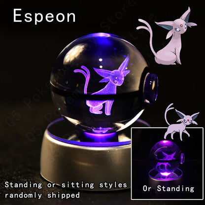 3D Crystal Ball Night Light – LED Glass Lamp with Colorful Base