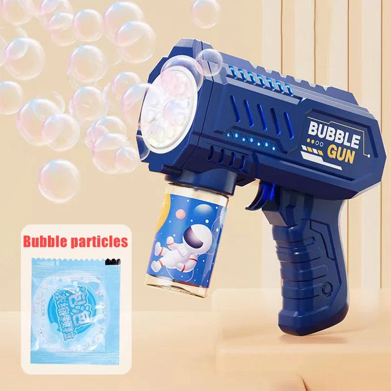 6-hole Dinosaur Bubble Machine Electric Bubble Gun with Light Fully Automatic Bubble Gun Automatic Soap Blower Outdoor Game Toy