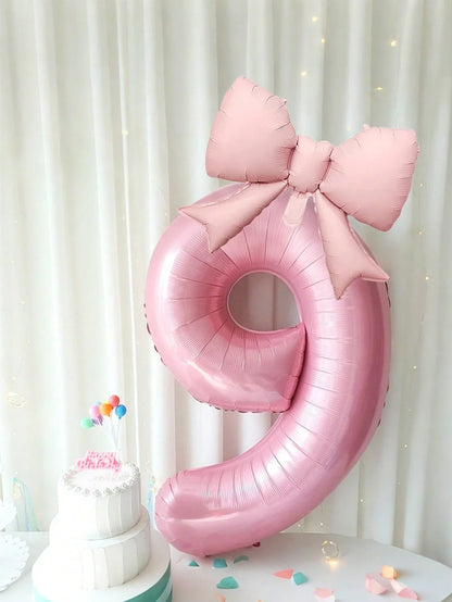 Pink Bow Balloons – 2-Pack 40-Inch Aluminum Foil Party Decor