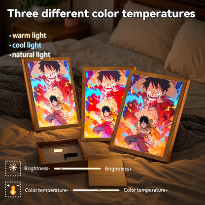 Anime Light Painting Photo Frame with 3-Color LED Night Light