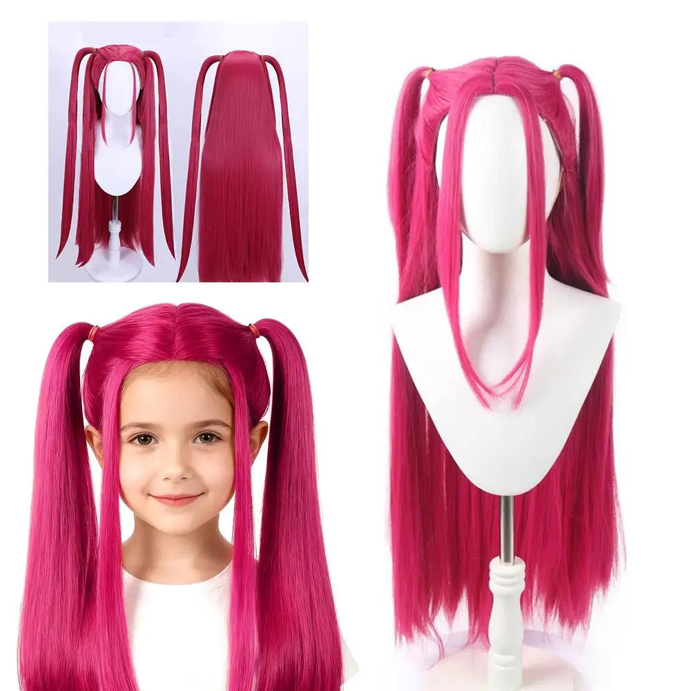 Purple Braided Children's Wig – Long Ponytail Costume Wig
