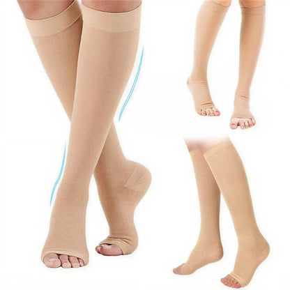 Compression Socks Medical Prevent Varicose Veins Toeless Support Hose For Women Men Calf Stockings Shaping Graduated Pressure
