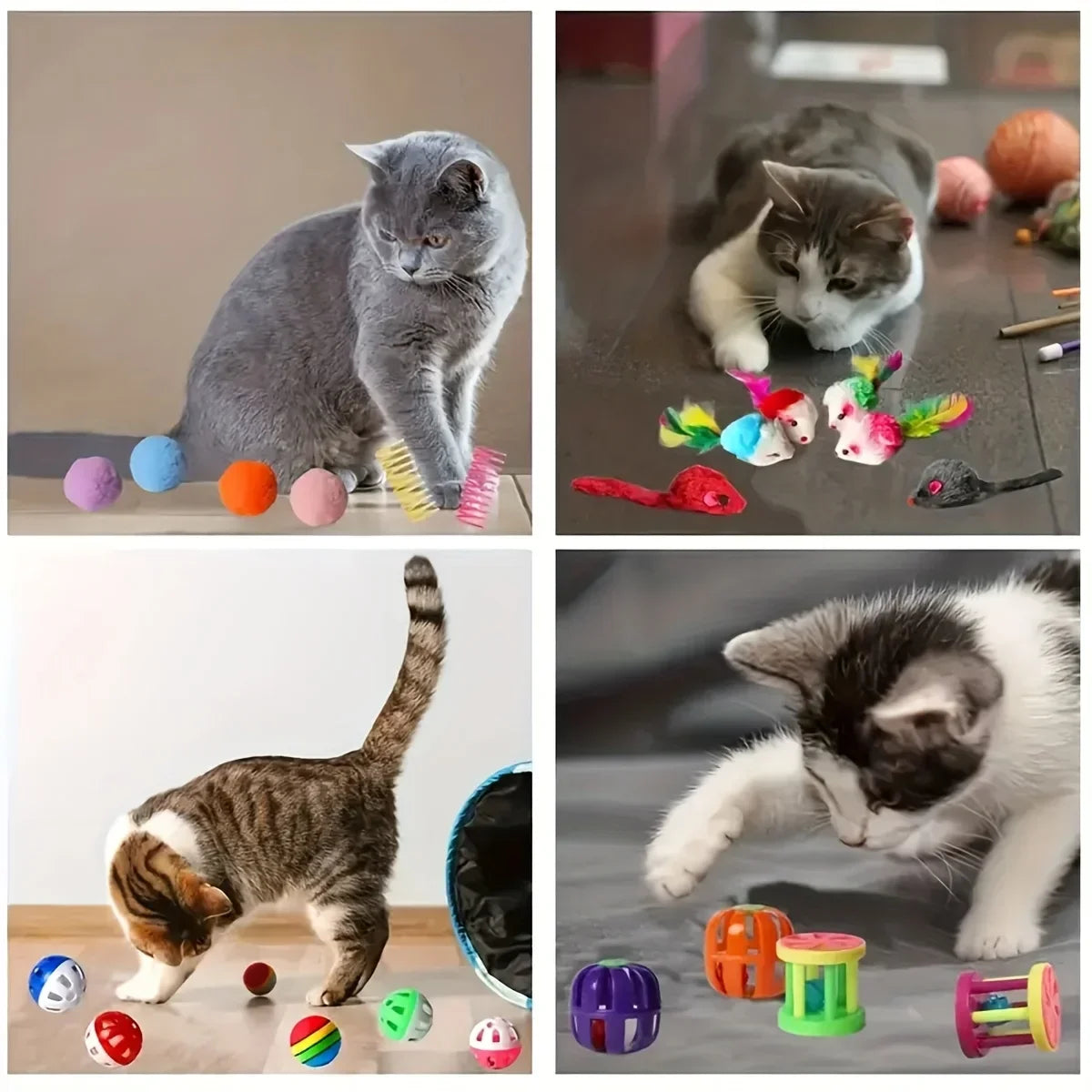 Cat Toy Variety Pack – Plush & Plastic Toys for Multiple Cats