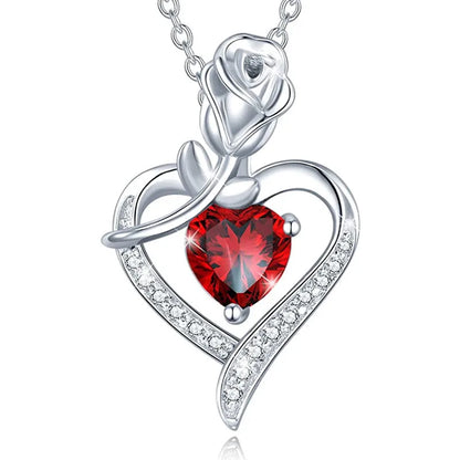 Heart Pendant Necklace, Hollow Heart Rhinestone Jewelry for Women