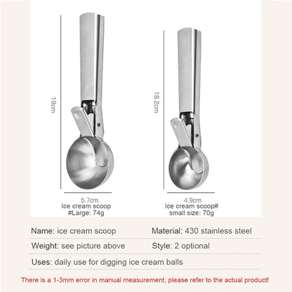 Stainless Steel Ice Cream Scoop – Dual-Purpose Fruit Scooper