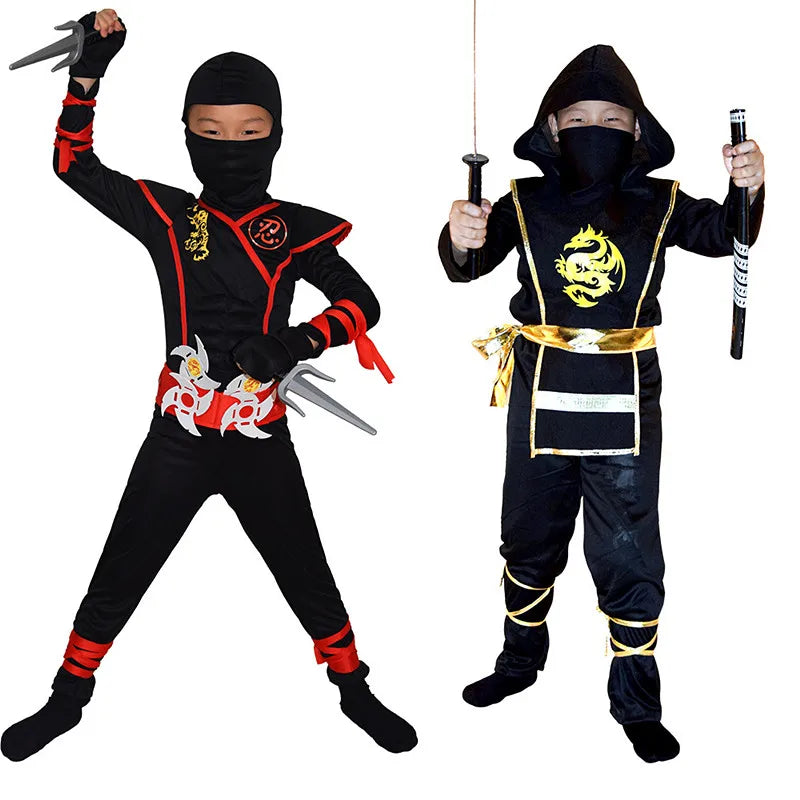 Kids Ninja Costume Set with Hood & Accessories – Halloween Outfit