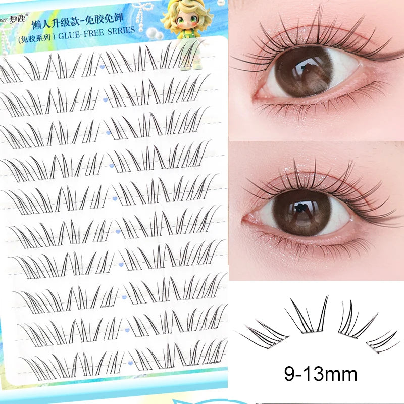 No Glue Needed Idol False Eyelashes Large Capacity 7-9mm Self Adhesive Eyelashes tweezers DIY Lash Extension Cluster Lashes