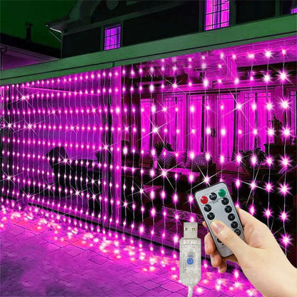 3/6M USB LED Curtain 8Modes Remote Control Lights Holiday Wedding Garland for Bedroom Living Room Decor Ramadan Decorations