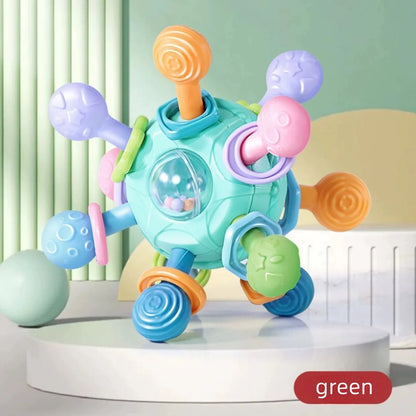 Baby Silicone Teether Grasping Ball – 3-in-1 Rattle Toy