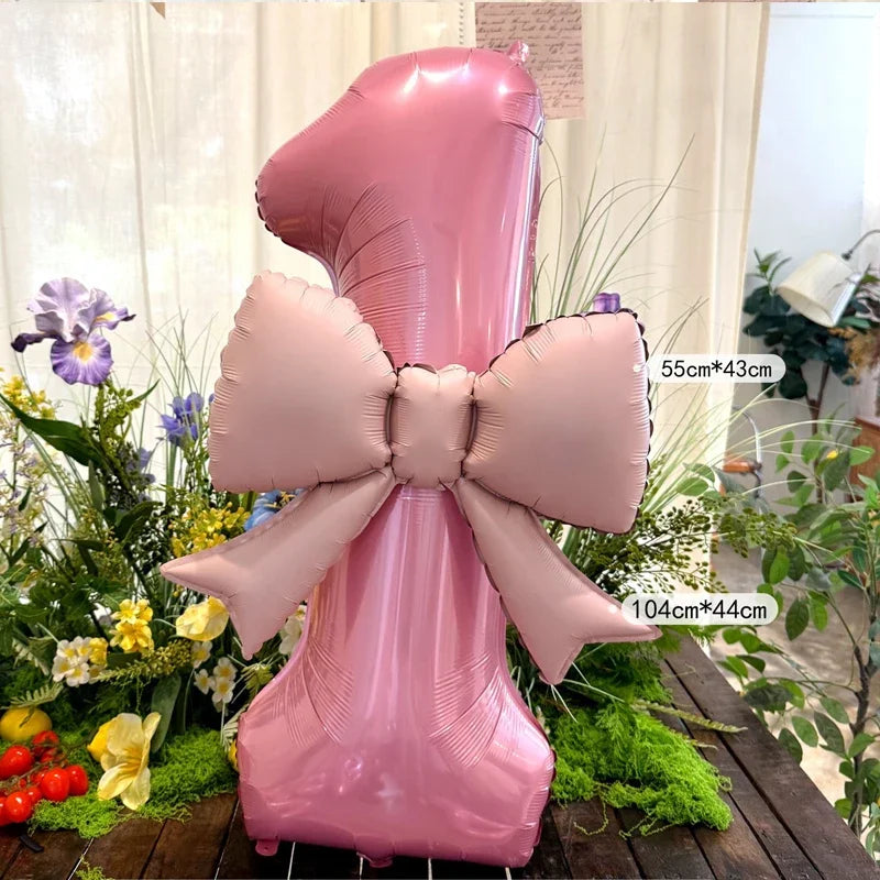 Pink Bow Balloons – 2-Pack 40-Inch Aluminum Foil Party Decor
