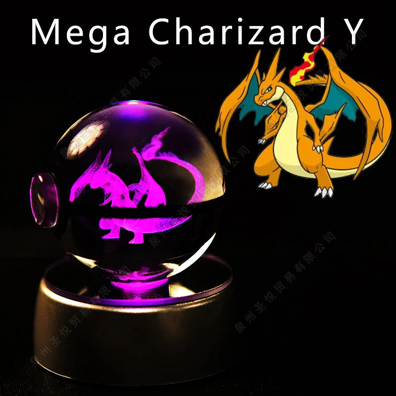 3D Crystal Ball Night Light – LED Glass Lamp with Colorful Base
