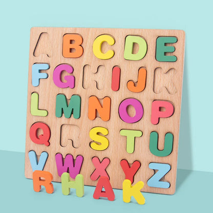Wooden Puzzle for Toddlers – Alphabet, Number & Shape Matching