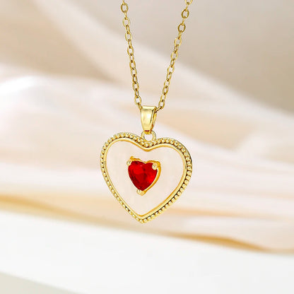 Heart Pendant Necklace, Hollow Heart Rhinestone Jewelry for Women