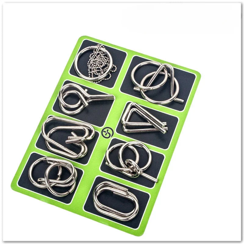 Metal Wire Puzzle Set 8-Piece Mind Brain Teaser for Kids & Adults