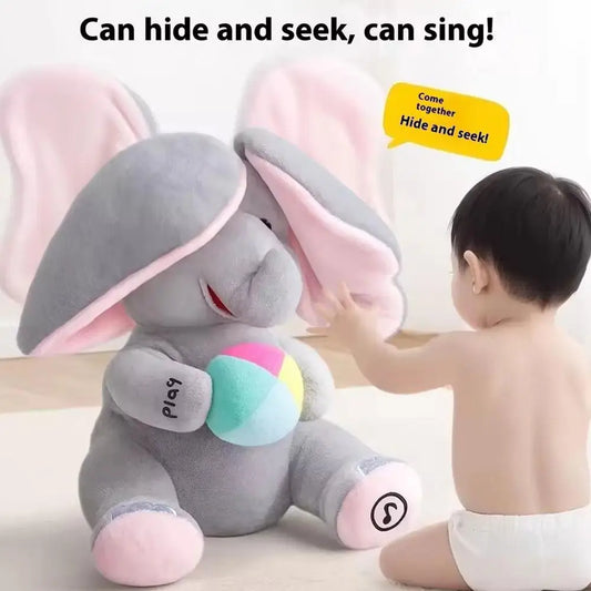 Hide and Seek Elephant Plush Toy Interactive Musical Peekaboo Toy
