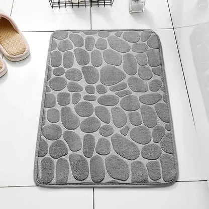 Anti Slip Bathroom Mat – Embossed Pebble Microfiber Floor Rug