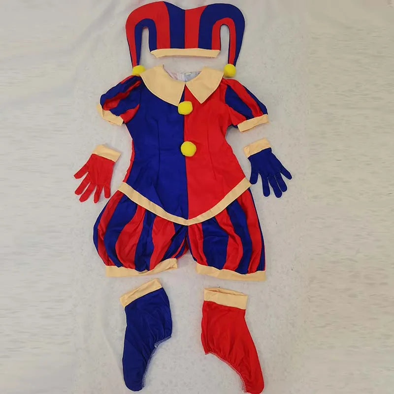 Circus Cosplay Costume Unisex Jumpsuit with Hat & Gloves
