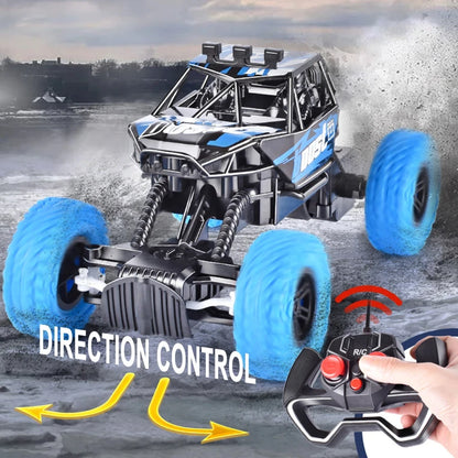 LED Off-Road RC Car with Flashing Lights & Rubber Tires