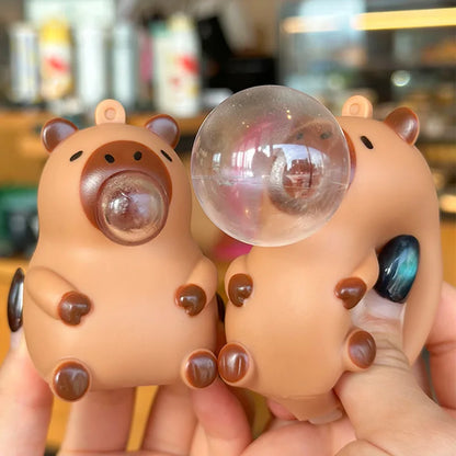 Capybara Doll Pinch Pendant Toys Squeeze Spit Bubble Decompression Toy Children's Schoolbag Doll Pendant Decoration party gift