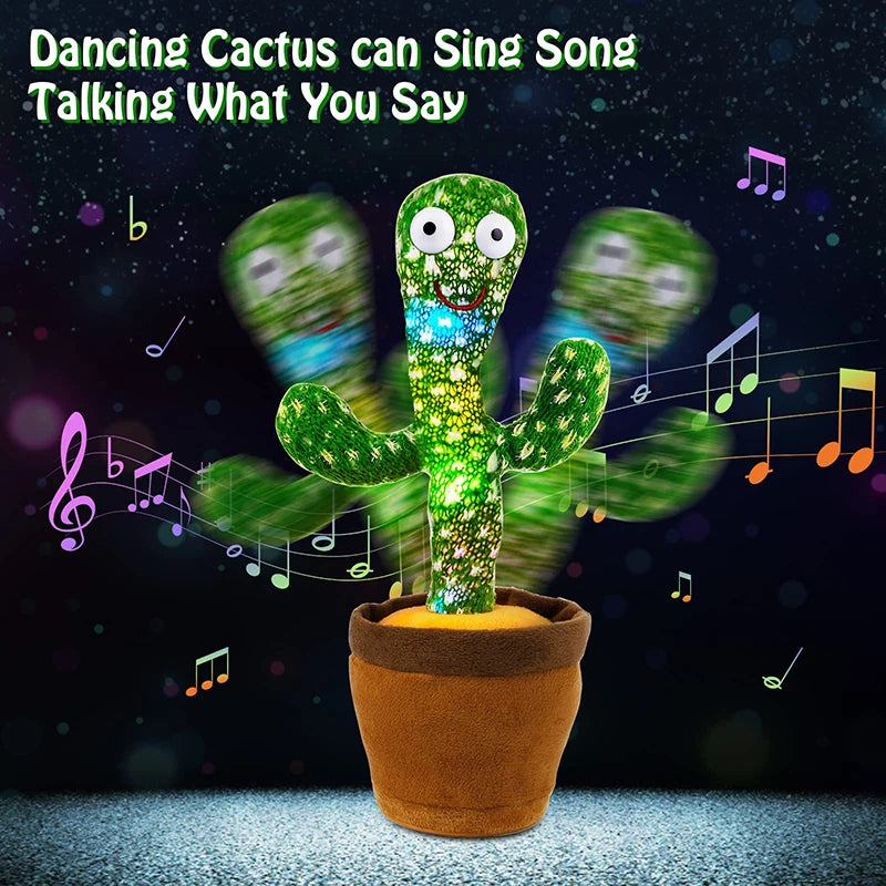 Dancing Cactus Toy with Music, Voice Repeat and Interactive Plush Fun