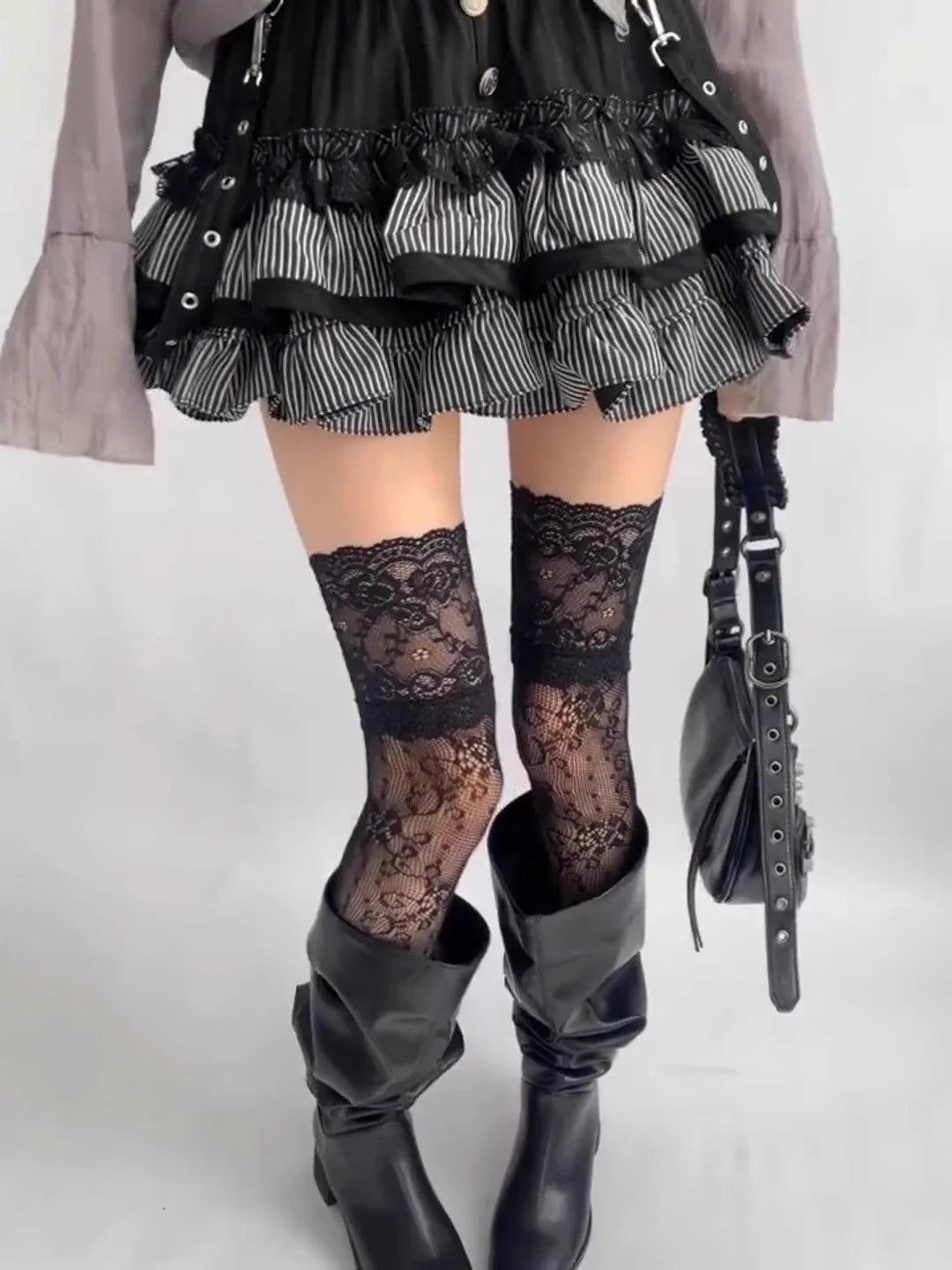 Women’s Fishnet Stockings – Lace Floral Thigh High Socks