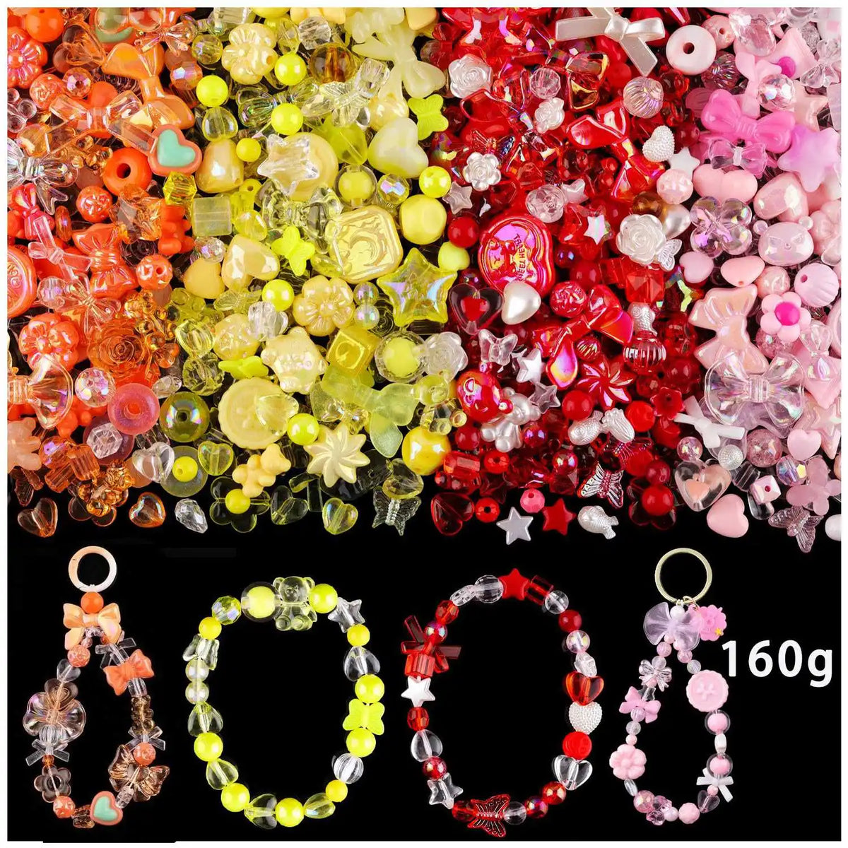 1bag Mixing Style Candy Color Acrylic Beads For DIY Handmade Bracelet Jewelry Making Phone Chain Accessories