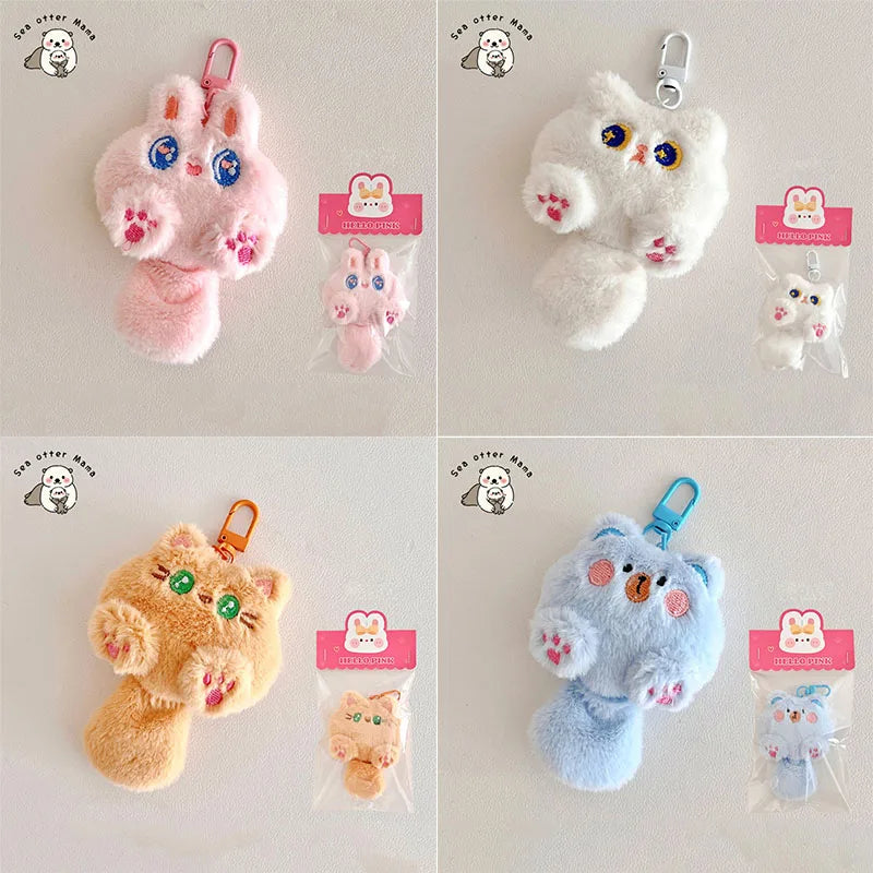 Plush Cat Bag Charm – Cute Cartoon Backpack Pendant