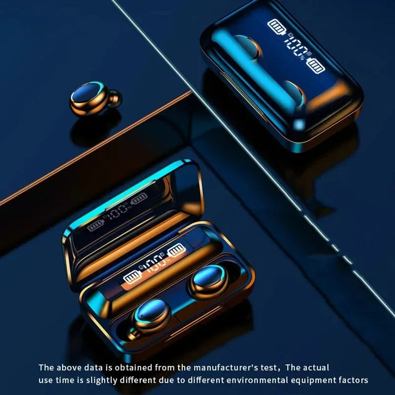Wireless Bluetooth Earphones with LED Display, TWS Earbuds & Microphone