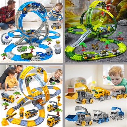 Flexible Race Track Toy Car with Magic Climbing Action