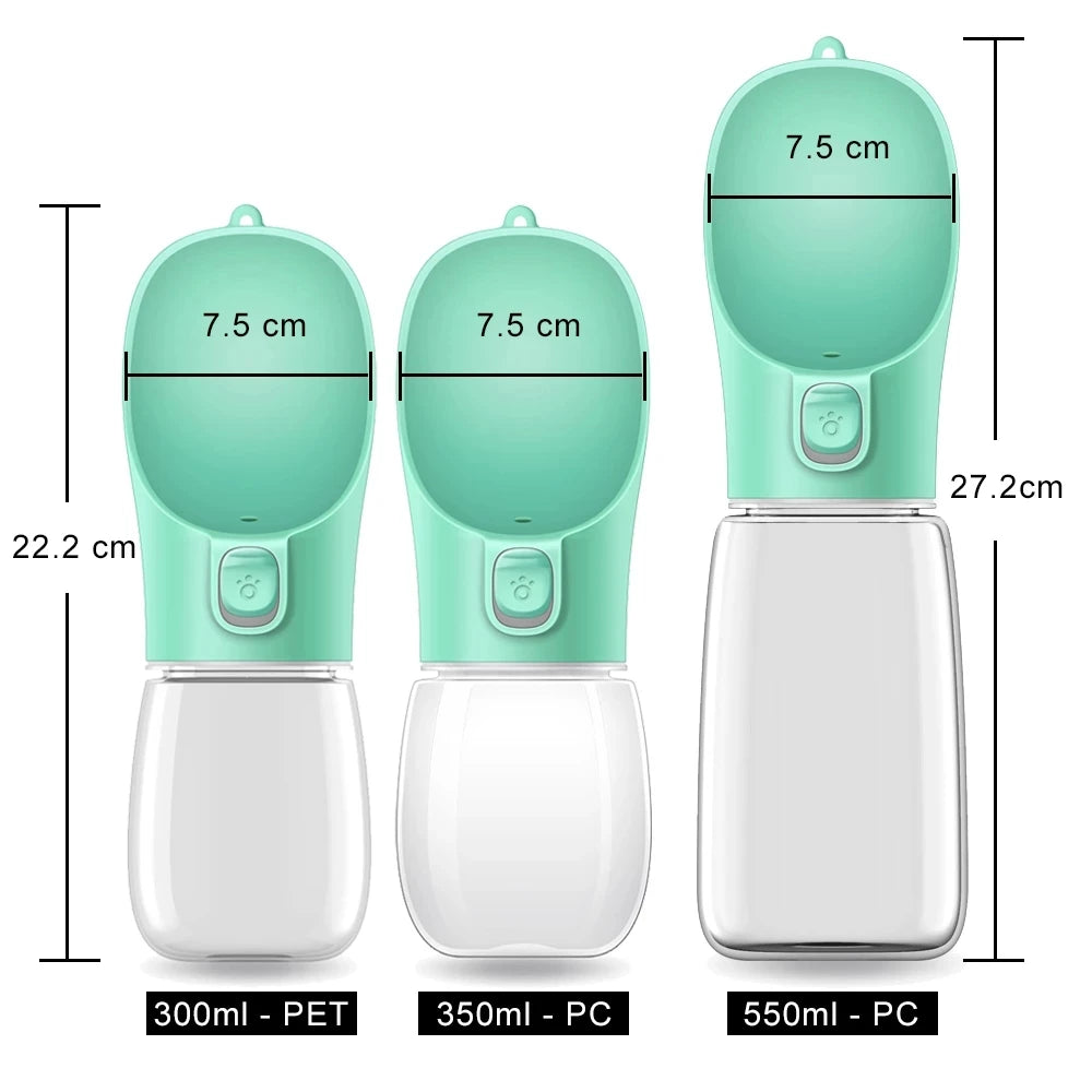Portable Dog Water Bottle – 300ml/350ml/550ml Travel Dispenser