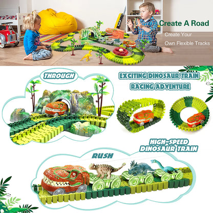 Dinosaur Race Track Toy Set – Flexible Track and Racing Car