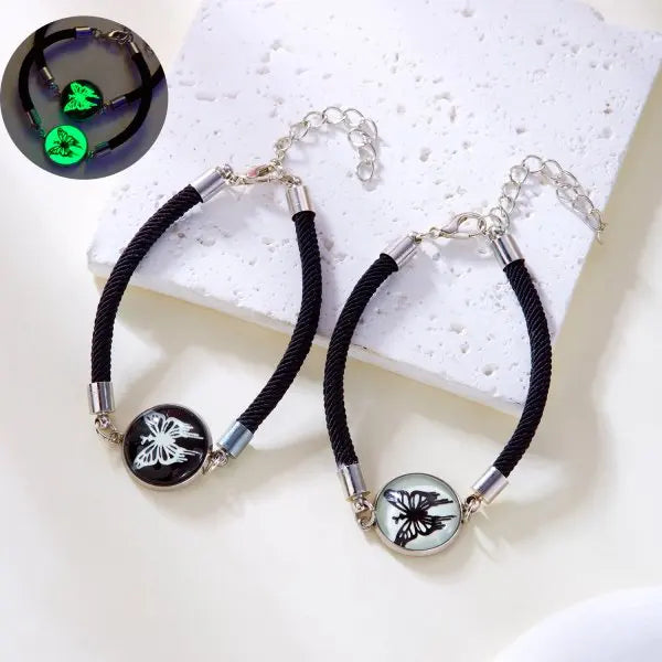 Sun Moon Couple Bracelets, Luminous Matching Rope Bracelets for Couples
