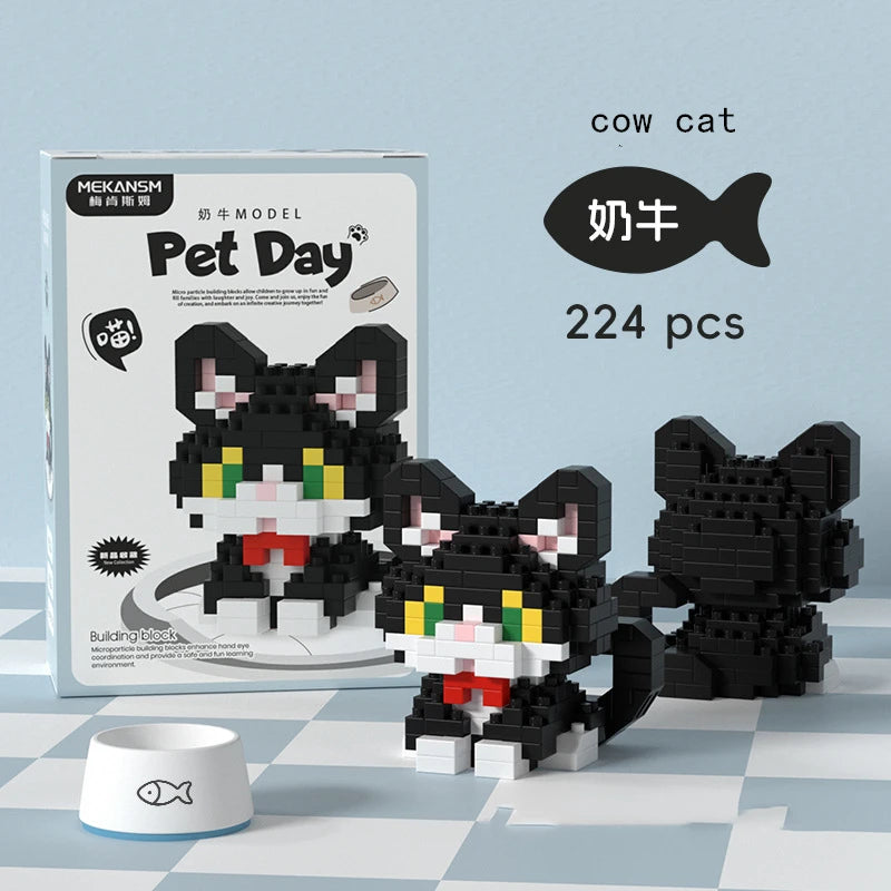 Mini Dog & Cat Building Block Model – Cute Pet Ornament